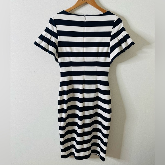 Eliza J Stripe Ruffle Sheath Dress‎ dress size 4 - Picture 7 of 9
